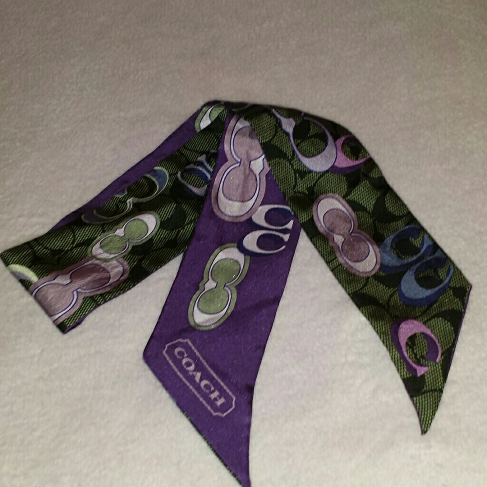 Coach op art silk ponytail scarf